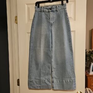 H&M Sky Blue Denim Cropped Wide Leg Jean